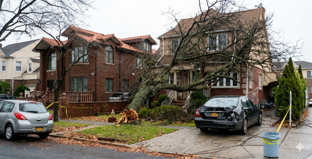 Crane removing a large tree